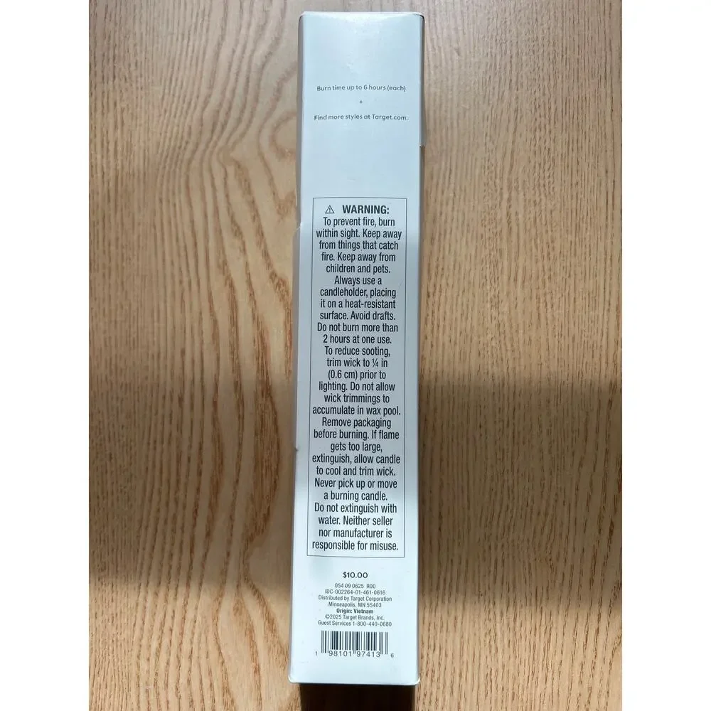 New Threshold 4pk Taper Candles Unscented Up to 6hrs Burn Time Cream size 10”